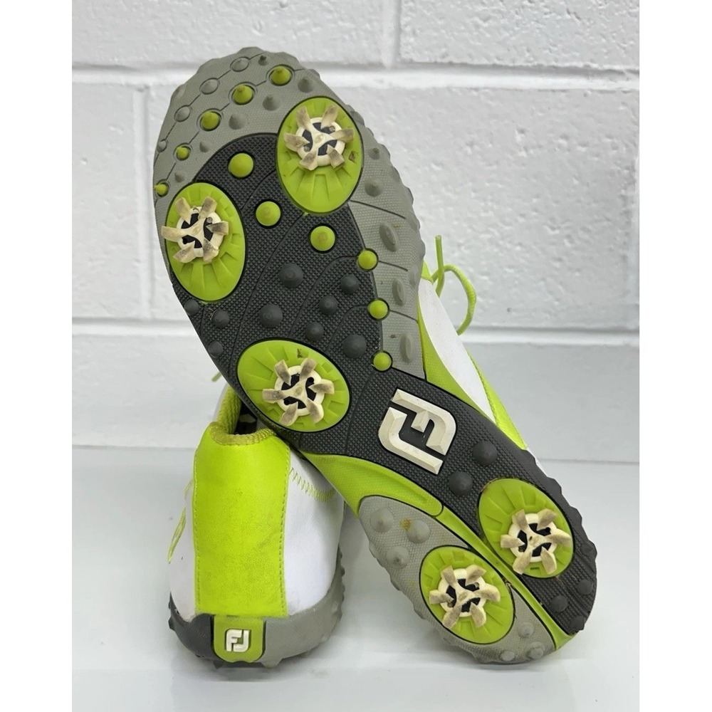 FOOT JOY FJ M PROJECT MEN'S SZ‎ 10 M WHITE LEATHER LIME GOLF SHOES SPIKES #55108 - Picture 5 of 9
